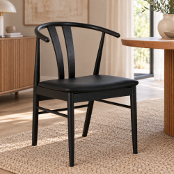 Stilfuld spisebordsstol i egetr� med bl�dt PU-s�de og moderne design - Model: Artenara -�F�s i flere farvekombinationer