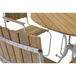 Perfekt terrassest til 4 personer i goldteak og stl. Model: Holmsund