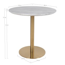 Runt matbord med marmor utseende - 70, 90, 110 - Mssing/svart