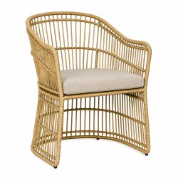 2 stk. elegante havestole i naturfarvet polyrattan med komfortable hynder og galvaniseret st�lstel