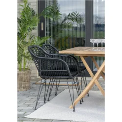 Bambus-look stol i polyrattan med ben af metal -et smukt og klassisk design - siddehynde inkluderet