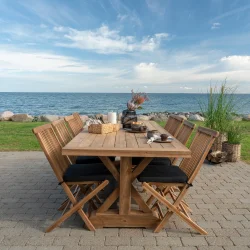 Naturfarvet havebord i massivt teaktr til 6-10 personer - Model: Jasmin