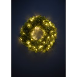 Smuk og autentisk LED grankrans med timer - Inde/Ude