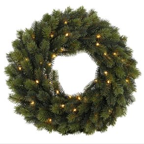 Smuk og autentisk LED grankrans med timer - Inde/Ude