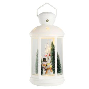 Lysende julelanterne med frostlandskab - Kommer med roterende og konstant lys - Batteri