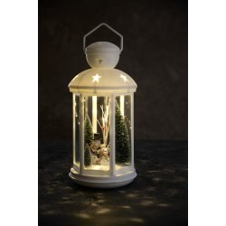 Lysende julelanterne med frostlandskab - Kommer med roterende og konstant lys - Batteri
