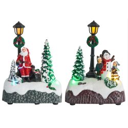 Festlig juleby med gadelys. Vlg mellem to designs  julemand eller snemand