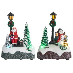 Festlig juleby med gadelys. Vlg mellem to designs  julemand eller snemand