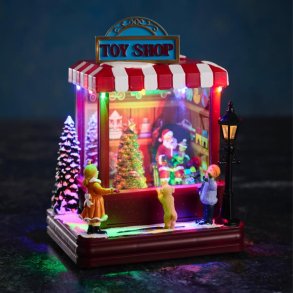 Julegavebutik med LED og Musik (8 forskellige melodier) - Magisk Juledekoration med Lys og Musik