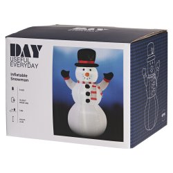 Kmpe oppustelig snemand med 8 LED - 2,4 M - IP44. Til udendrs brug