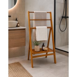 Tokyo fritst�ende h�ndkl�deholder i akacietr� - 55x35x104 cm