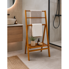 Tokyo fritst�ende h�ndkl�deholder i akacietr� - 55x35x104 cm