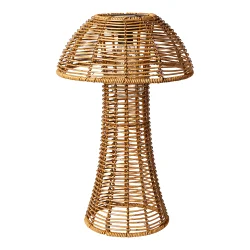 Dekorativ Mushroom solcelle lanterne i brun polyrattan med automatisk LED-lys - F�s i flere st�rrelser