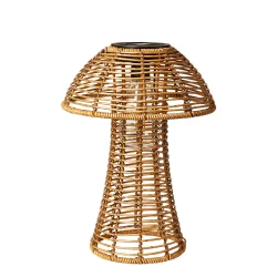 Dekorativ Mushroom solcelle lanterne i brun polyrattan med automatisk LED-lys - F�s i flere st�rrelser
