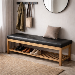 B�nkhynde 140x40x5cm i sort eller cognac b�ffell�der - v�lg farve