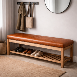 B�nkhynde 140x40x5cm i sort eller cognac b�ffell�der - v�lg farve