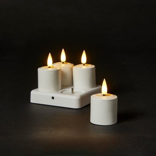 4 Stk. Hje og Stilfulde Genopladelige LED Fyrfadslys  USB Kabel og oplader medflger