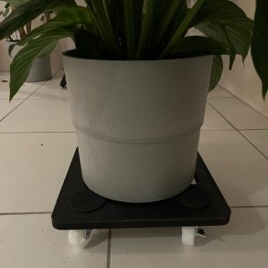 Solid og smagfuld plantevogn i sort finr 30x30 cm 4 hjul max 150 kg  