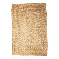 Jute gulvtppe i flet natur rektangulre - flere varianter