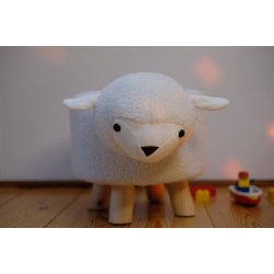 Hvid Skammel med Lamme motiv - Dacore- PERFEKT SKAMMEL TIL BRNEVRELSET!!