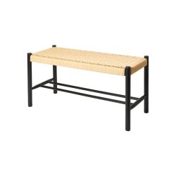 Bnk i sort egetr og natur flet 90x35x45 cm. KVALITETS BNK I EGETR