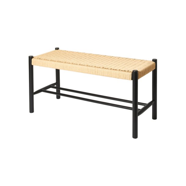 Bnk i sort egetr og natur flet 90x35x45 cm. KVALITETS BNK I EGETR