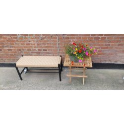 Bnk i sort egetr og natur flet 90x35x45 cm. KVALITETS BNK I EGETR