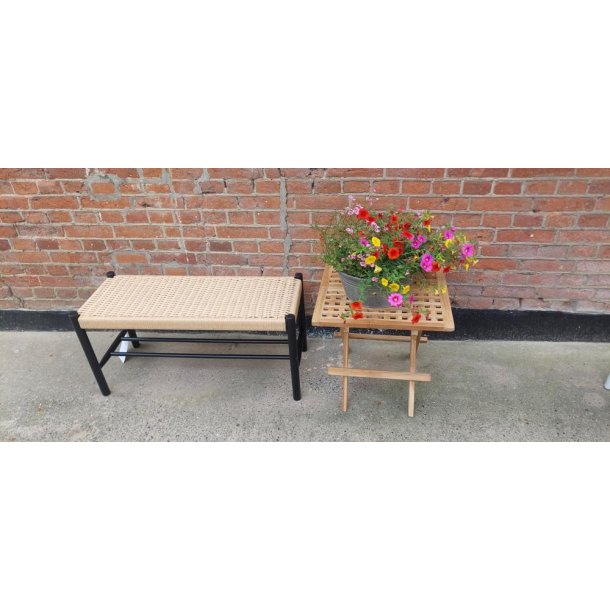 Bnk i sort egetr og natur flet 90x35x45 cm. KVALITETS BNK I EGETR