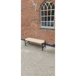 Bnk i sort egetr og natur flet 90x35x45 cm. KVALITETS BNK I EGETR