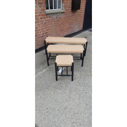 Bnk i sort egetr og natur flet 90x35x45 cm. KVALITETS BNK I EGETR