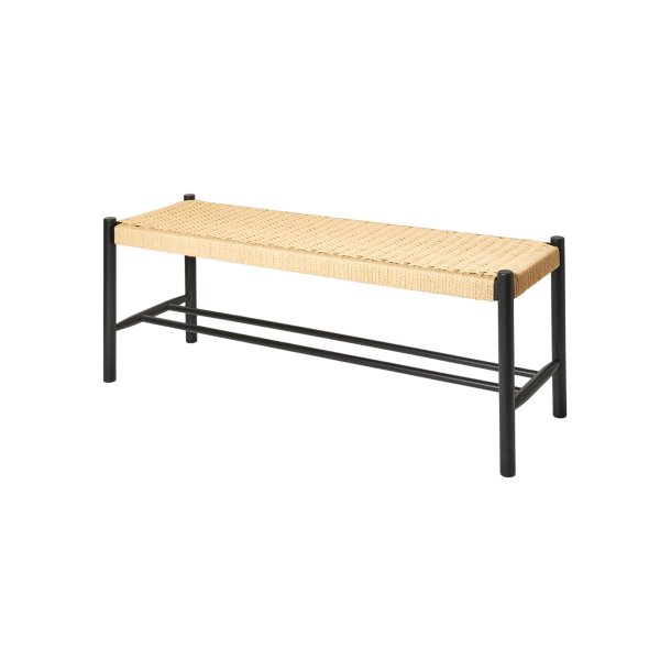 Bnk i sort egetr og natur flet 120x35x45 cm. MODERNE BNK I SORT EGETR