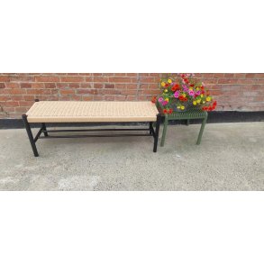 Bnk i sort egetr og natur flet 120x35x45 cm. MODERNE BNK I SORT EGETR