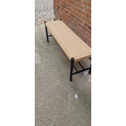 Bnk i sort egetr og natur flet 120x35x45 cm. MODERNE BNK I SORT EGETR