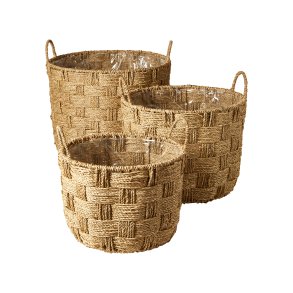 Kurv med plast, st af 3 i forskellige strrelser. STILFULD OG MODERNE OPBEVARING MED DISE KURVE!!