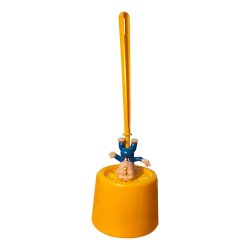 Humoristisk Donald Trump toiletb�rste med holder i slidst�rkt plast i orange design - H37 x �12,7 cm