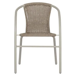 �Komfortabel caf�stol med arml�n i UV-beskyttet polyrattan - Let, stabelbar og vejrbestandig - B51�D60�H72 cm - Natur og lysegr�