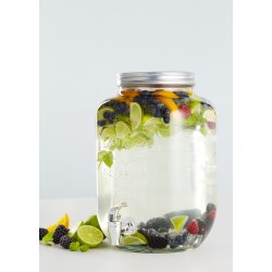 Saftdispenser med tappehane, alu lg og massivt glas med mnster: Vlg strrelse