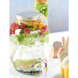 Saftdispenser med tappehane, alu lg og massivt glas med mnster: Vlg strrelse