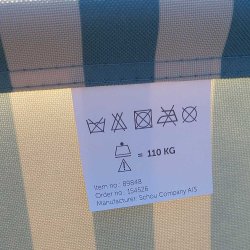 Camping stol med striber bl/Hvid og 2 positioner i ryg. - Komfort og Stil til Udendrs Brug