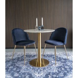 Runt matbord med marmor utseende - 70, 90, 110 - Mssing/svart