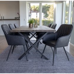 Behagelig spisebordsstol i kunstlder/mikrofiber - model: Harbo - vlg farve