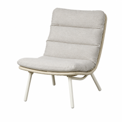Eksklusiv gr� loungestol med skammel i st�l og polyester med�All Weather-hynder�
