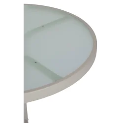 Rundt caf�bord i lysegr�t st�l og matteret glas - �60xH70 cm - Vedligeholdelsesvenligt caf�bord til altanen eller terrassen