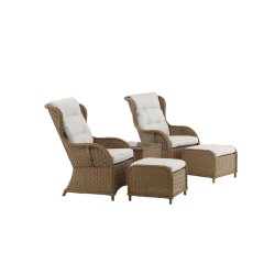 Loungest i UV-beskyttet polyrattan med all-weather hynder - Model: Vikelund - Vlg farve
