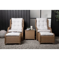Loungest i UV-beskyttet polyrattan med all-weather hynder - Model: Vikelund - Vlg farve