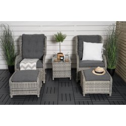 Loungest i UV-beskyttet polyrattan med all-weather hynder - Model: Vikelund - Vlg farve