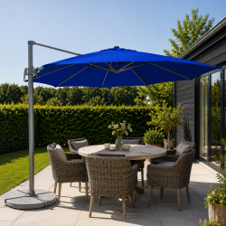 Bilbao lux H�ngeparasol �3,5 M. med tilt og "drejefod" som kan skygge for en lavh�ngende sol. 100% 