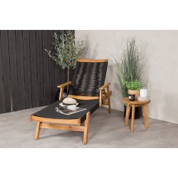 Justerbar naturfarvet solvogne med sorte reb - Model: Little John