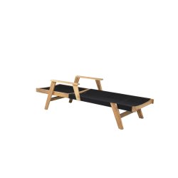 Justerbar naturfarvet solvogne med sorte reb - Model: Little John