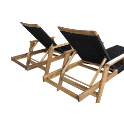 Justerbar naturfarvet solvogne med sorte reb - Model: Little John